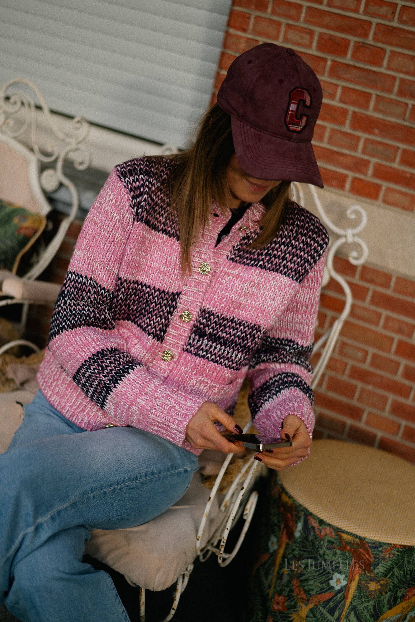 YASMayla LS gebreide cardigan moonlite mauve/mayla strepen