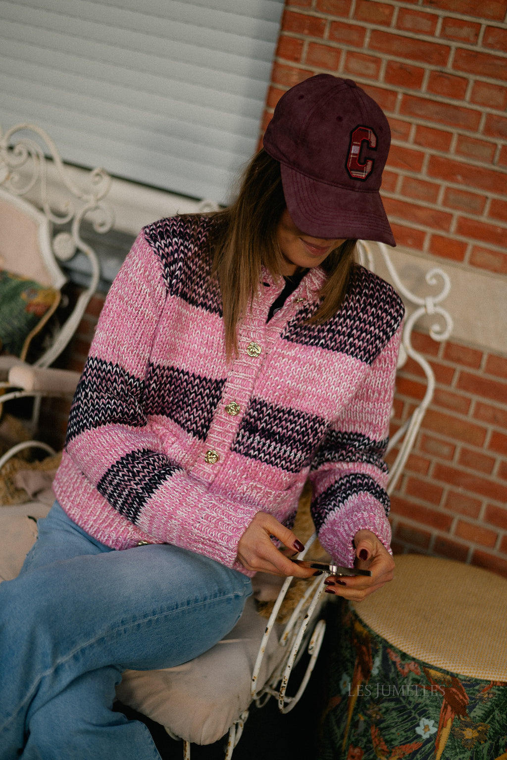 YASMayla LS knit cardigan moonlite mauve/mayla stripes