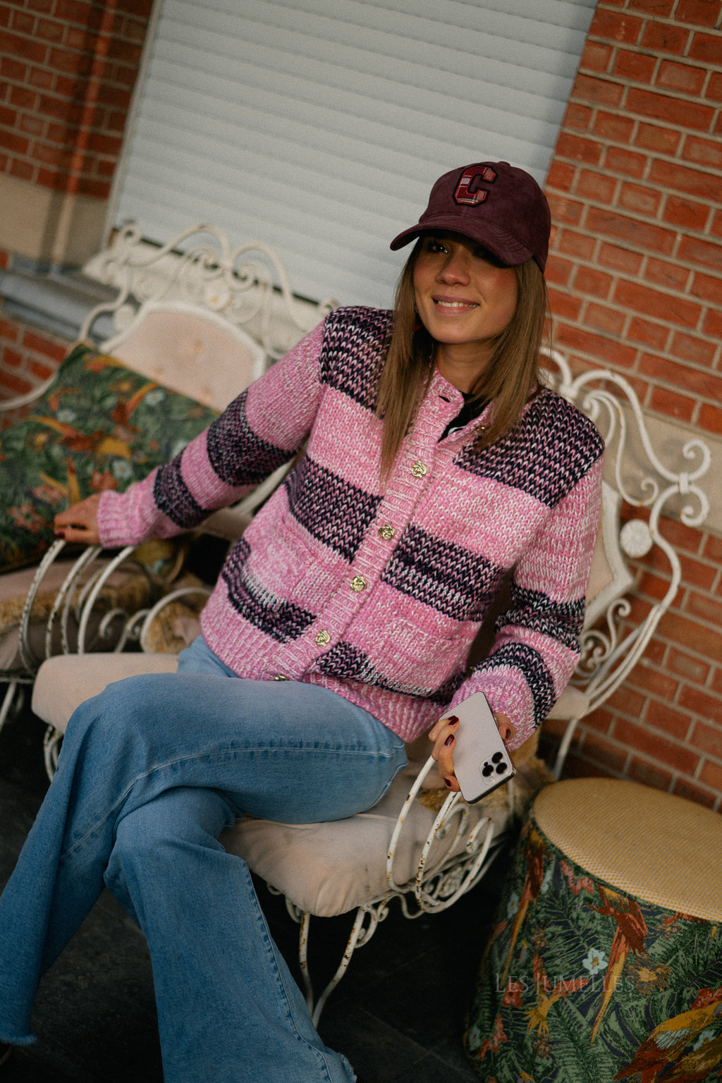 YASMayla LS knit cardigan moonlite mauve/mayla stripes