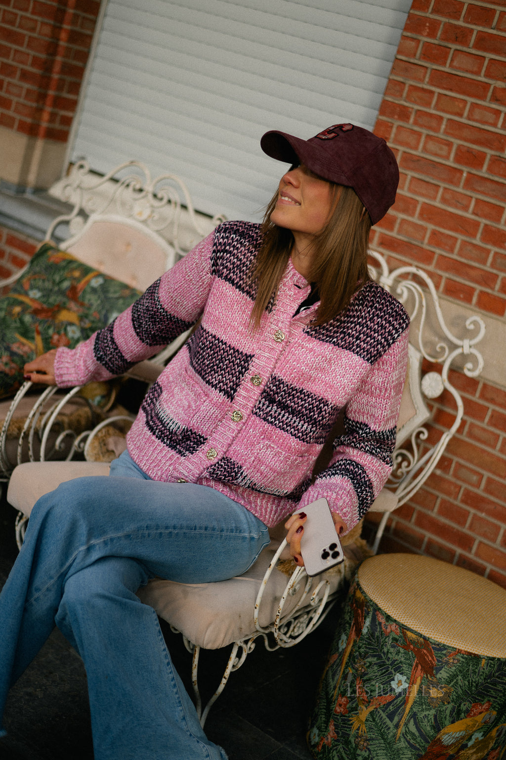 YASMayla LS knit cardigan moonlite mauve/mayla stripes