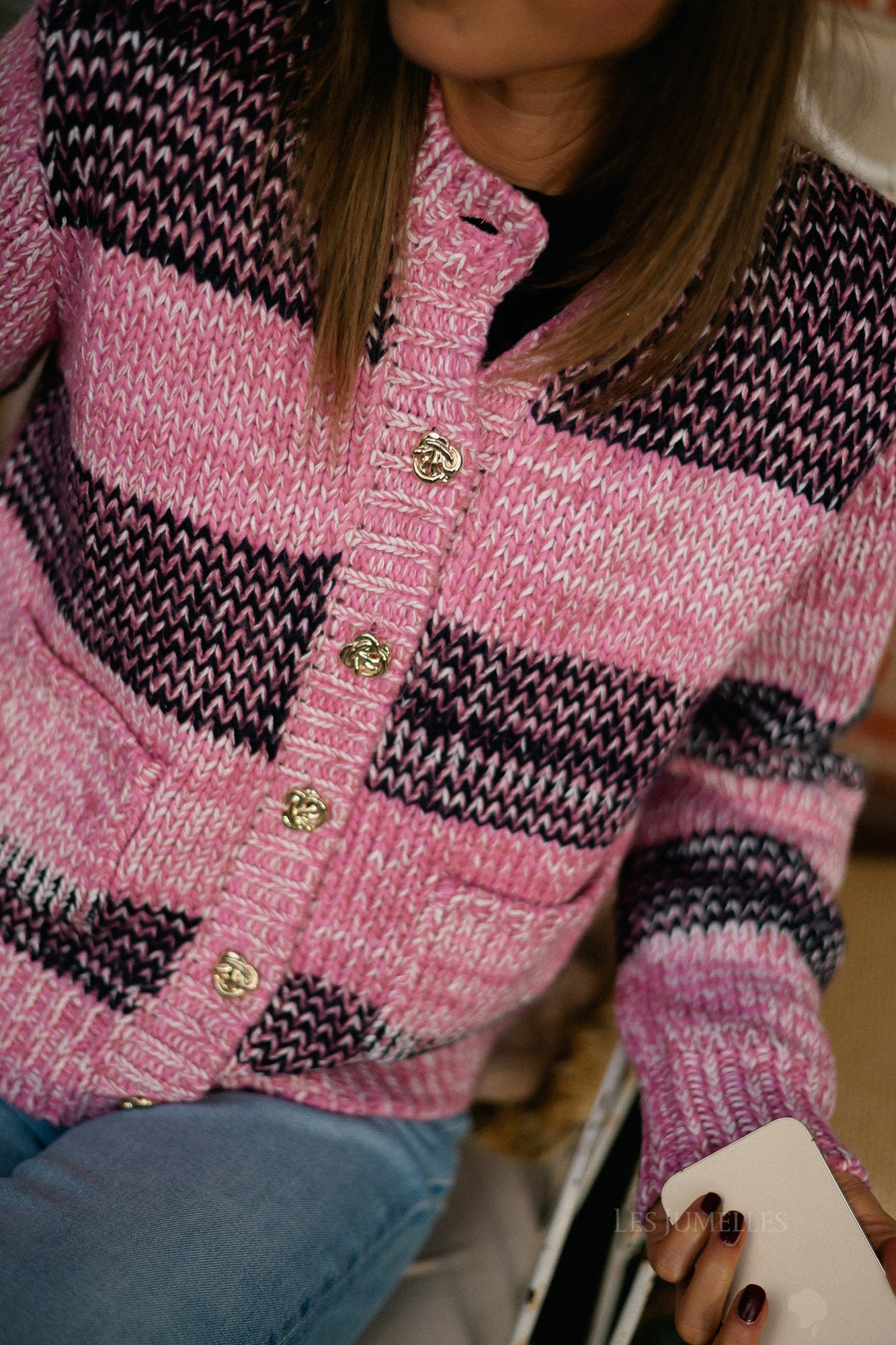 YASMayla LS gebreide cardigan moonlite mauve/mayla strepen