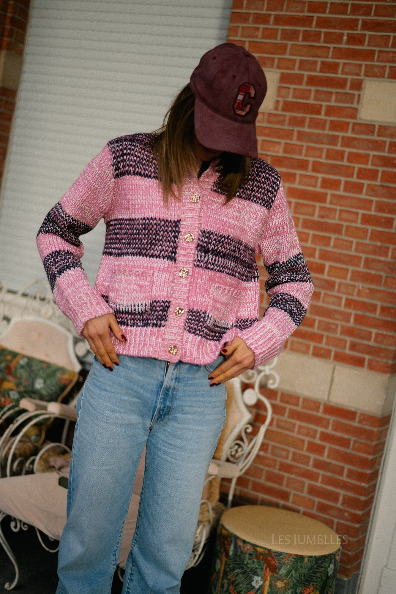 YASMayla LS gebreide cardigan moonlite mauve/mayla strepen