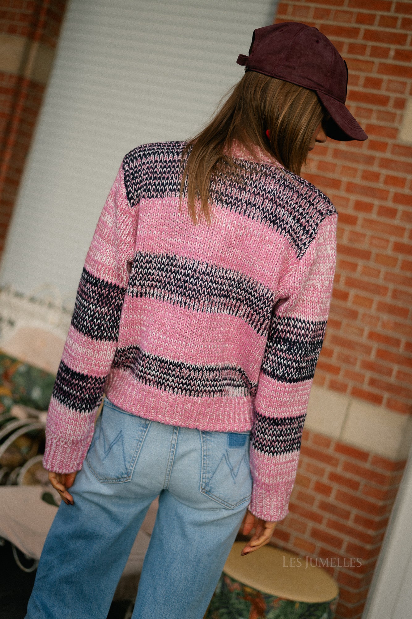 YASMayla LS gebreide cardigan moonlite mauve/mayla strepen