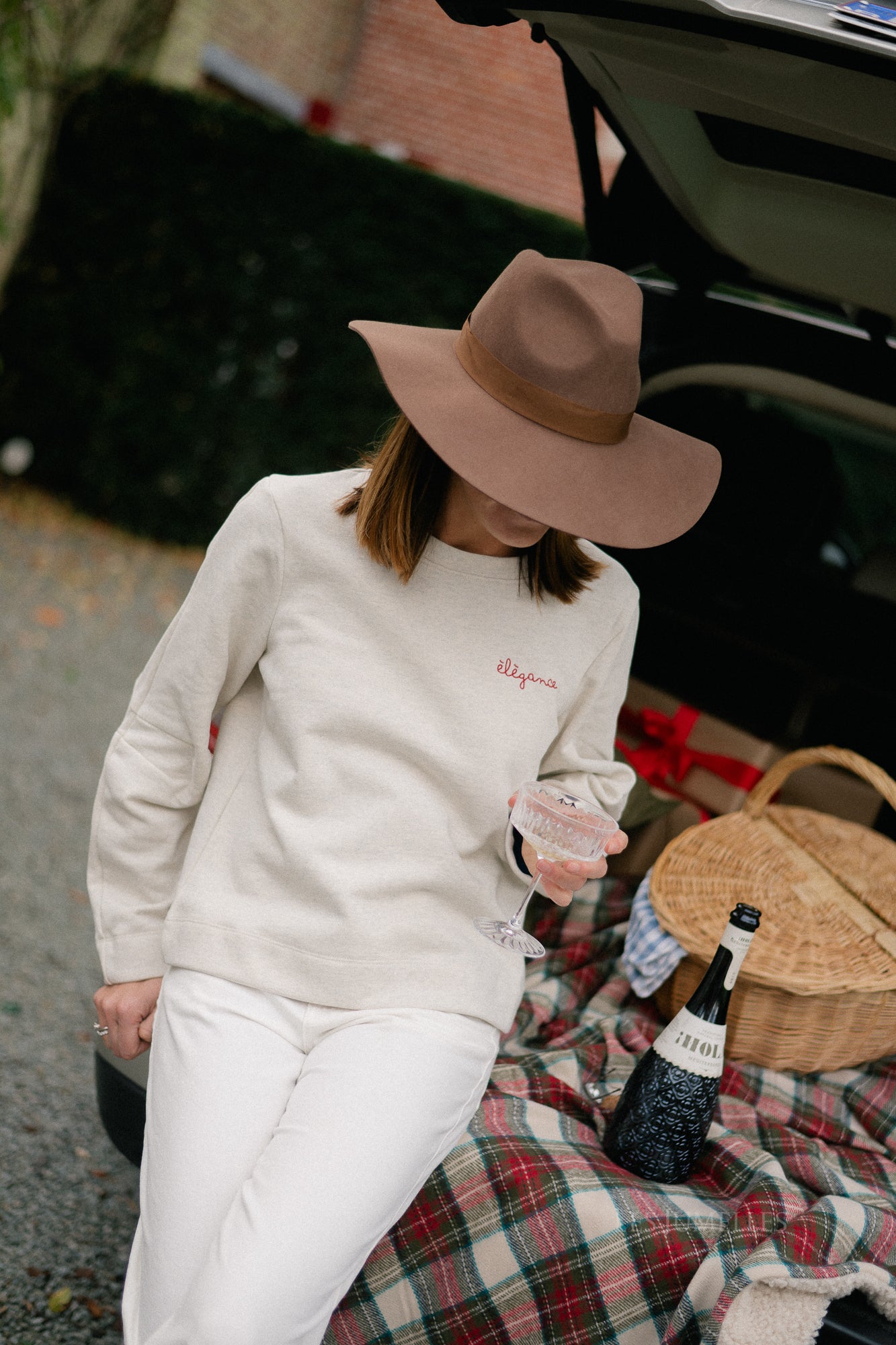 OBJIvey LS sweatshirt wit zand/melange