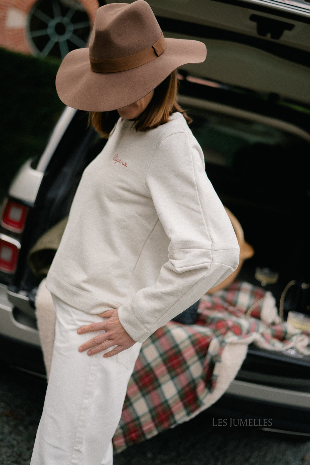 OBJIvey LS sweatshirt white sand/melange