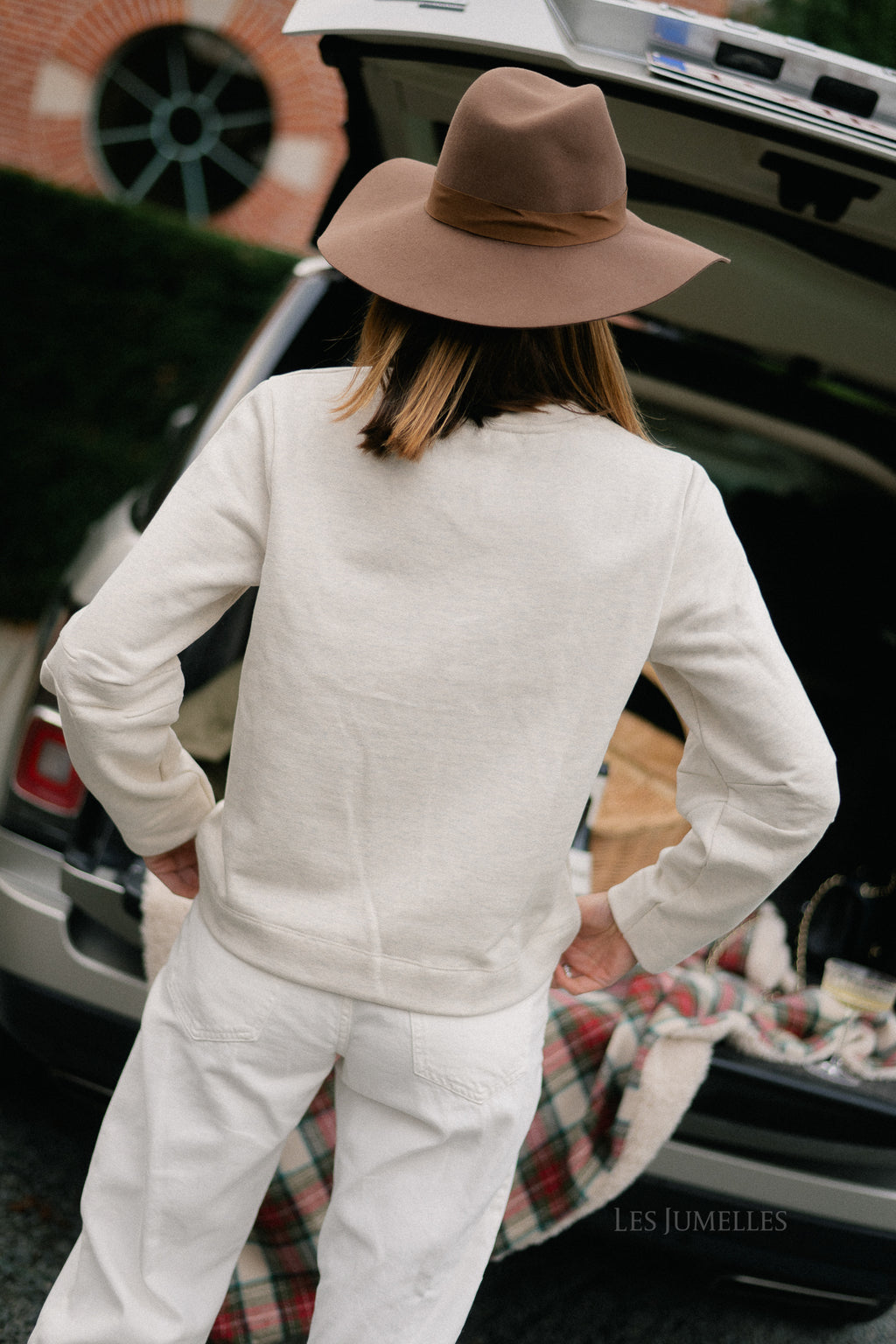 OBJIvey LS sweatshirt white sand/melange