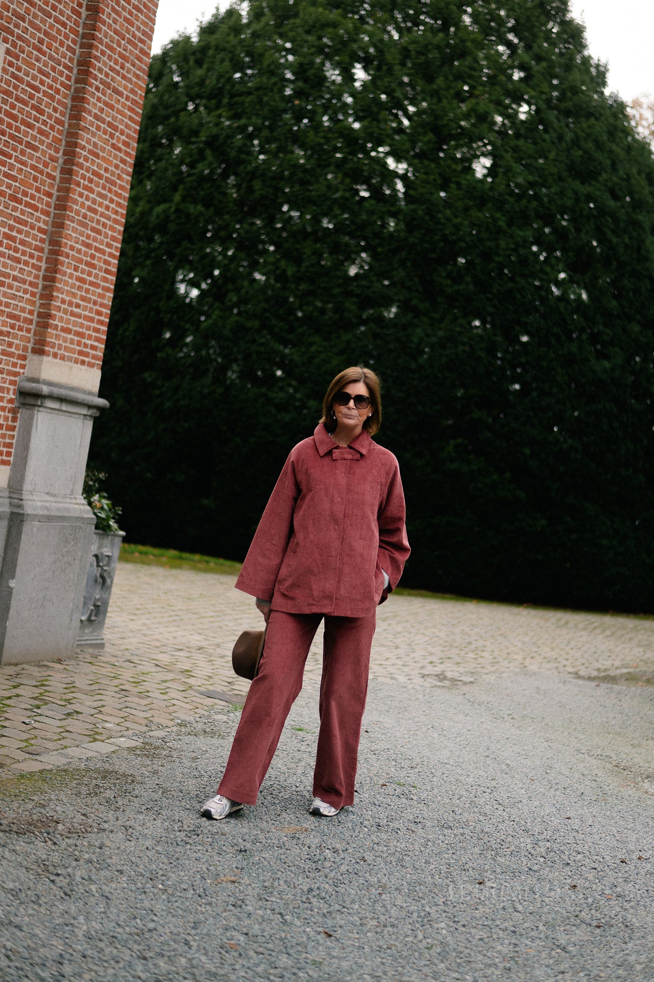 Pantalon large en velours Norma brique