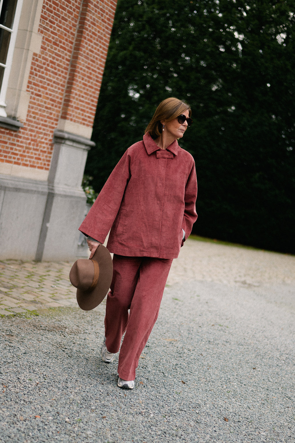 Norma wijde fluwelen broek brick