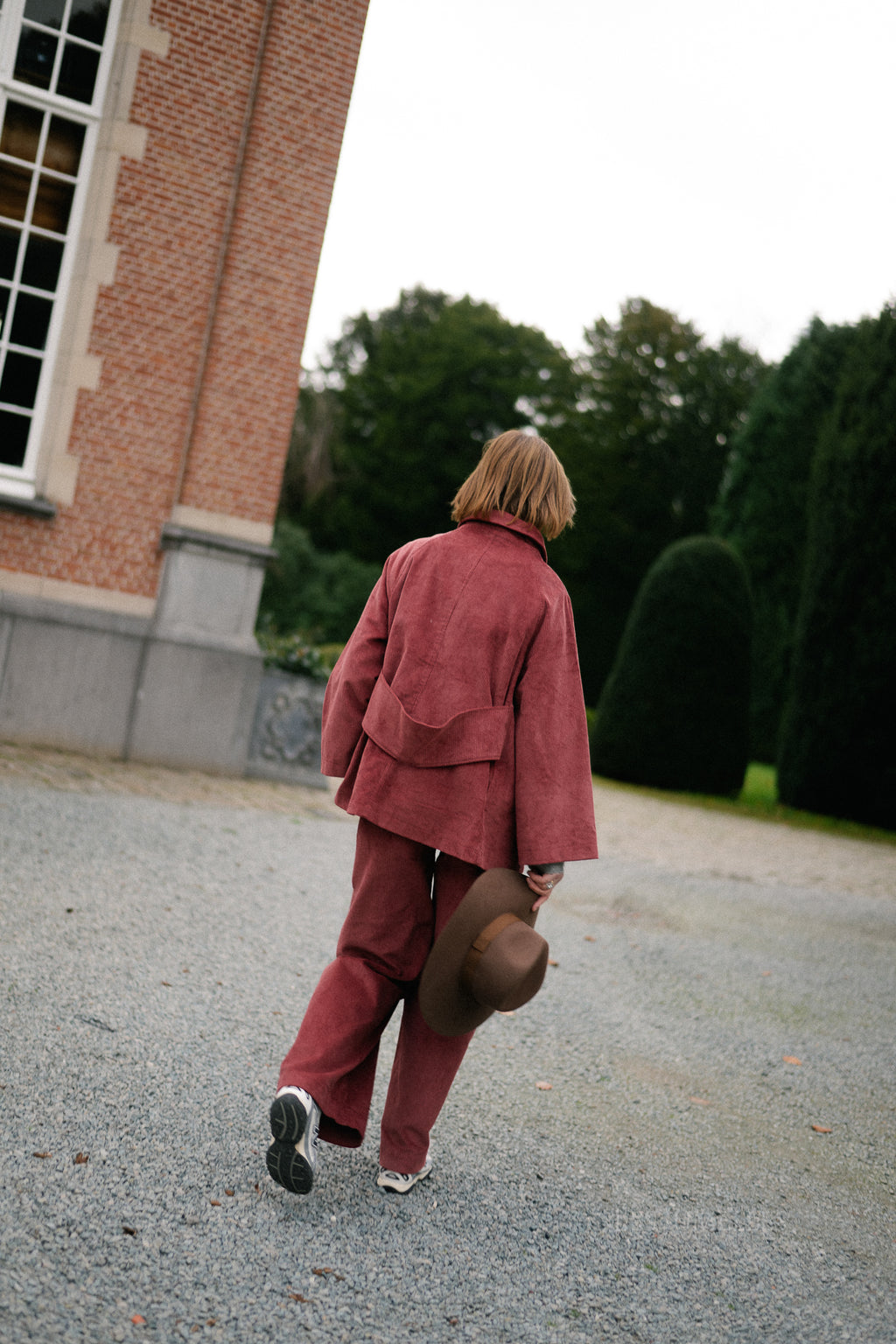 Norma wijde fluwelen broek brick