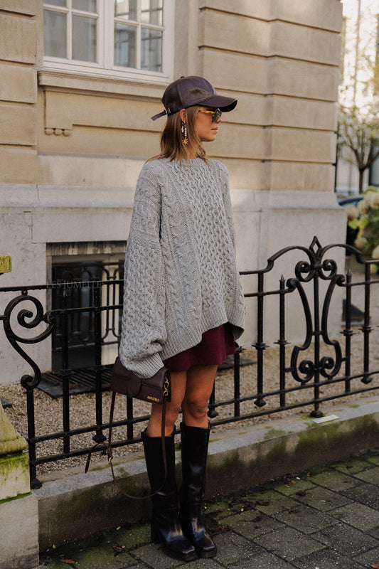 Les Jumelles Edith Oversize Strickpullover grau