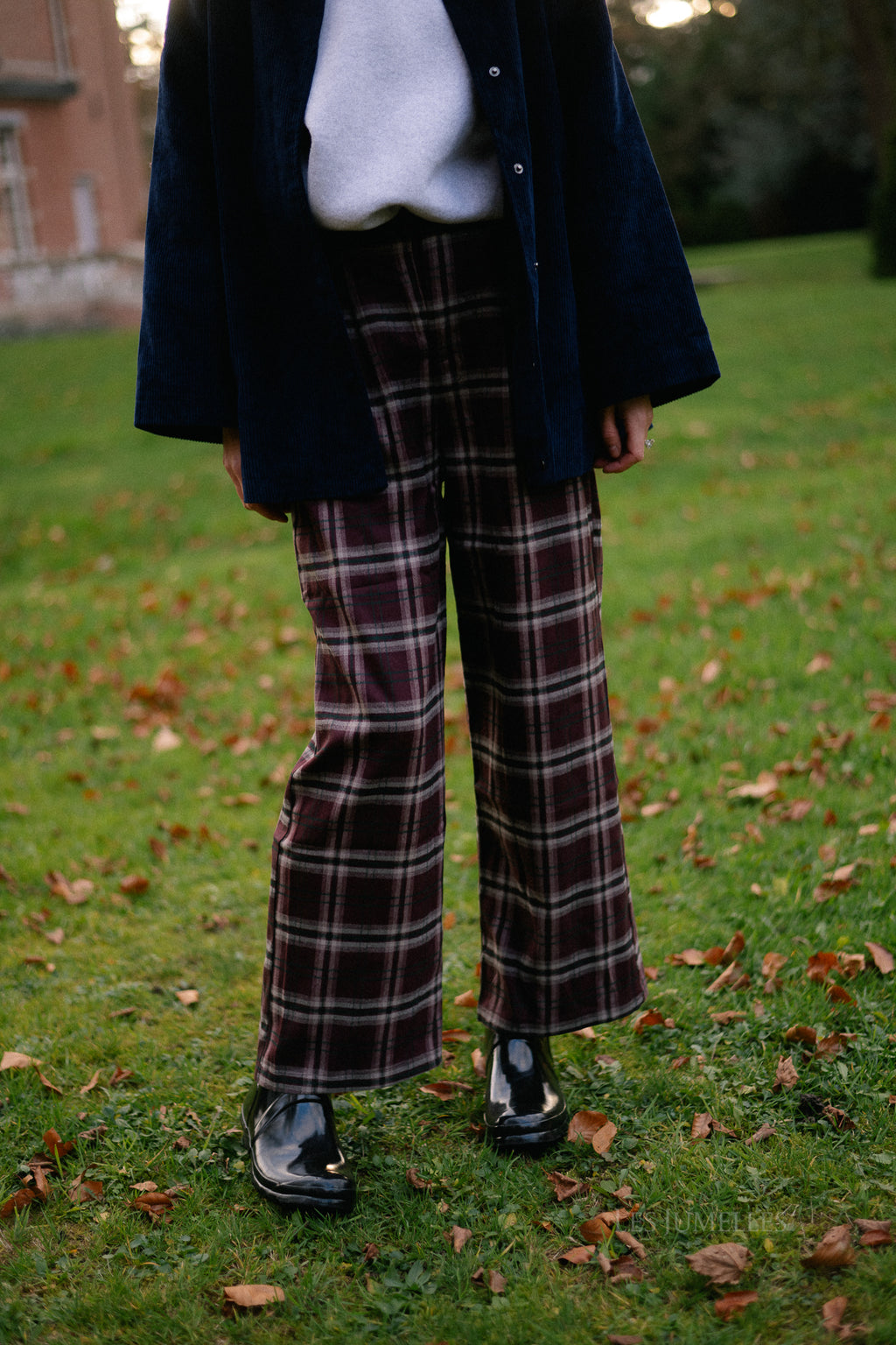 Callie geruite broek bordeaux