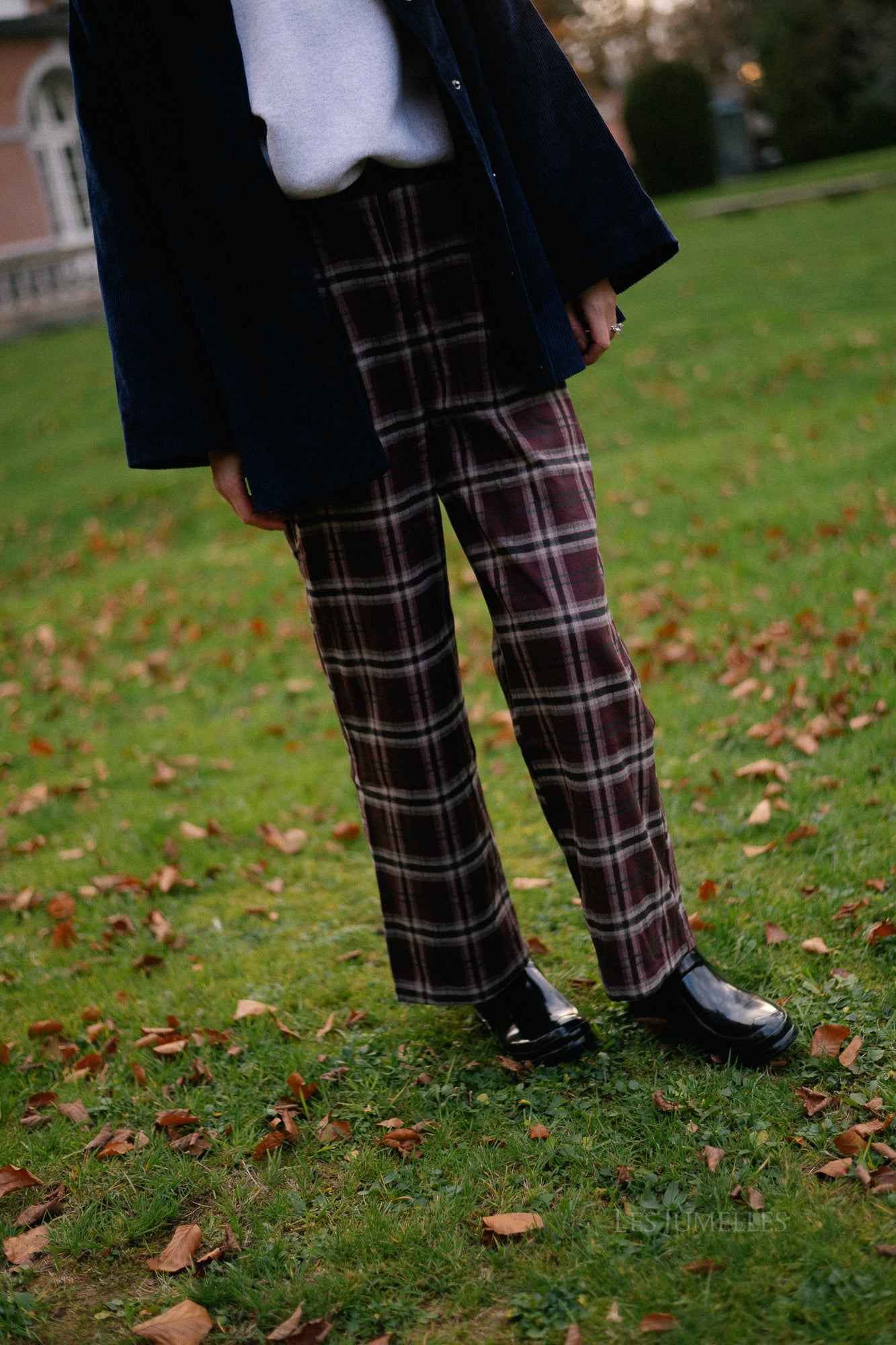 Callie geruite broek bordeaux