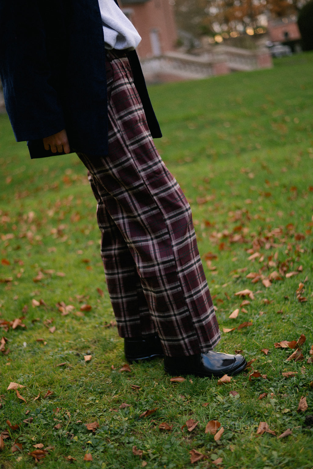 Callie geruite broek bordeaux