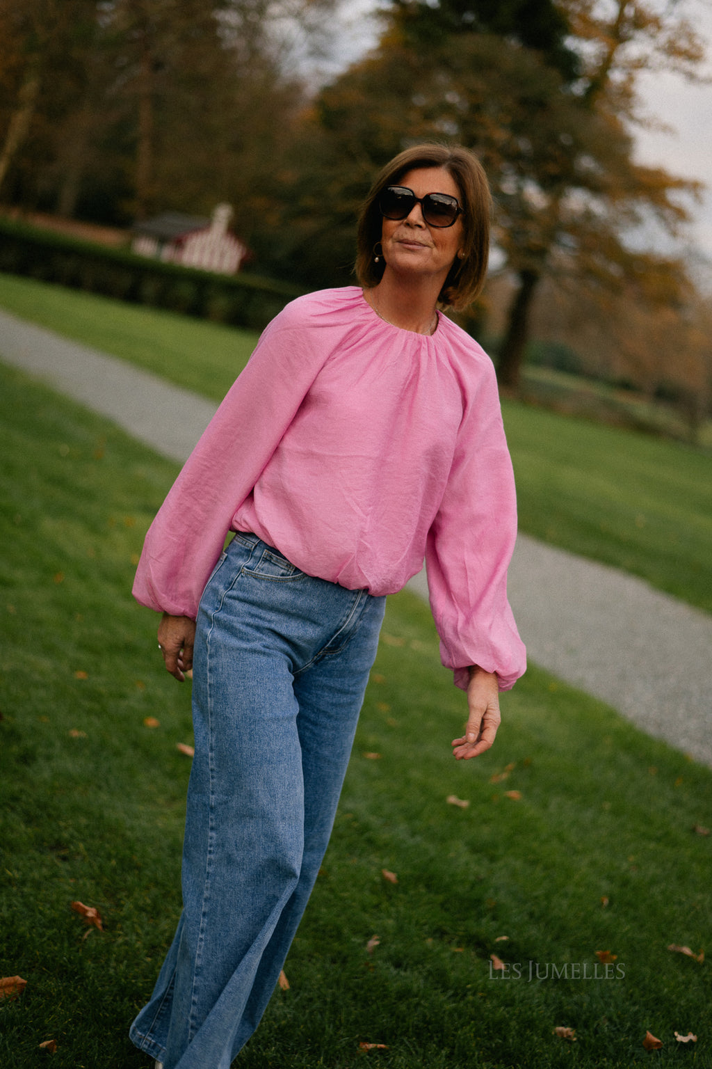 YASVallo Langarm-Blusenshirt mit Ballonärmeln in Moonlite Mauve