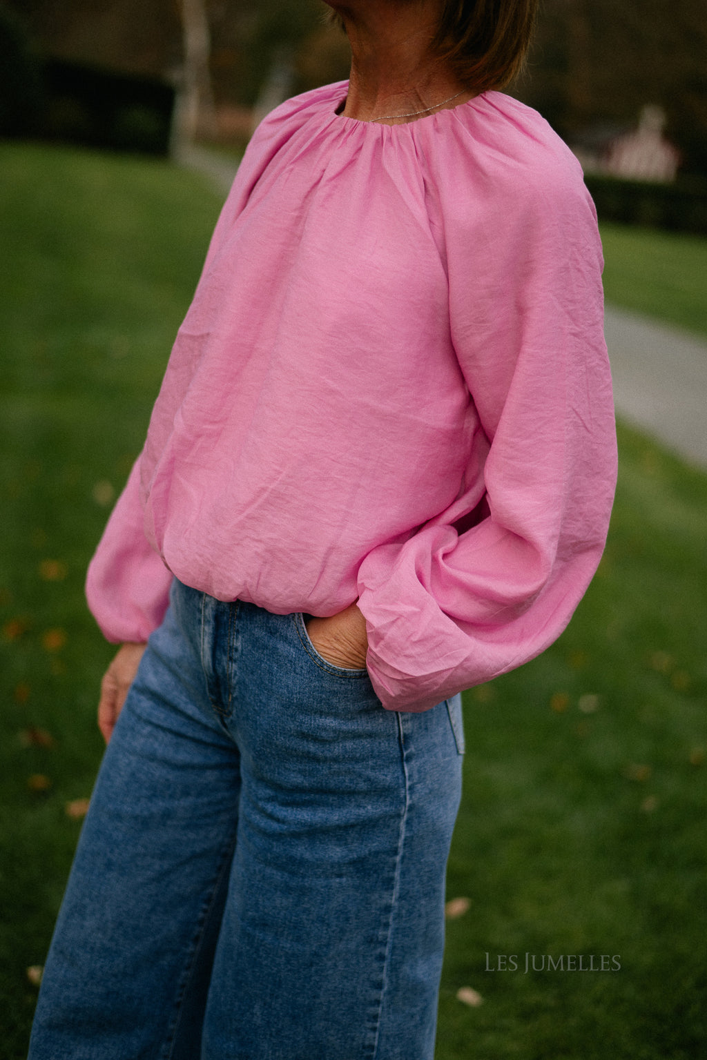 YASVallo Langarm-Blusenshirt mit Ballonärmeln in Moonlite Mauve
