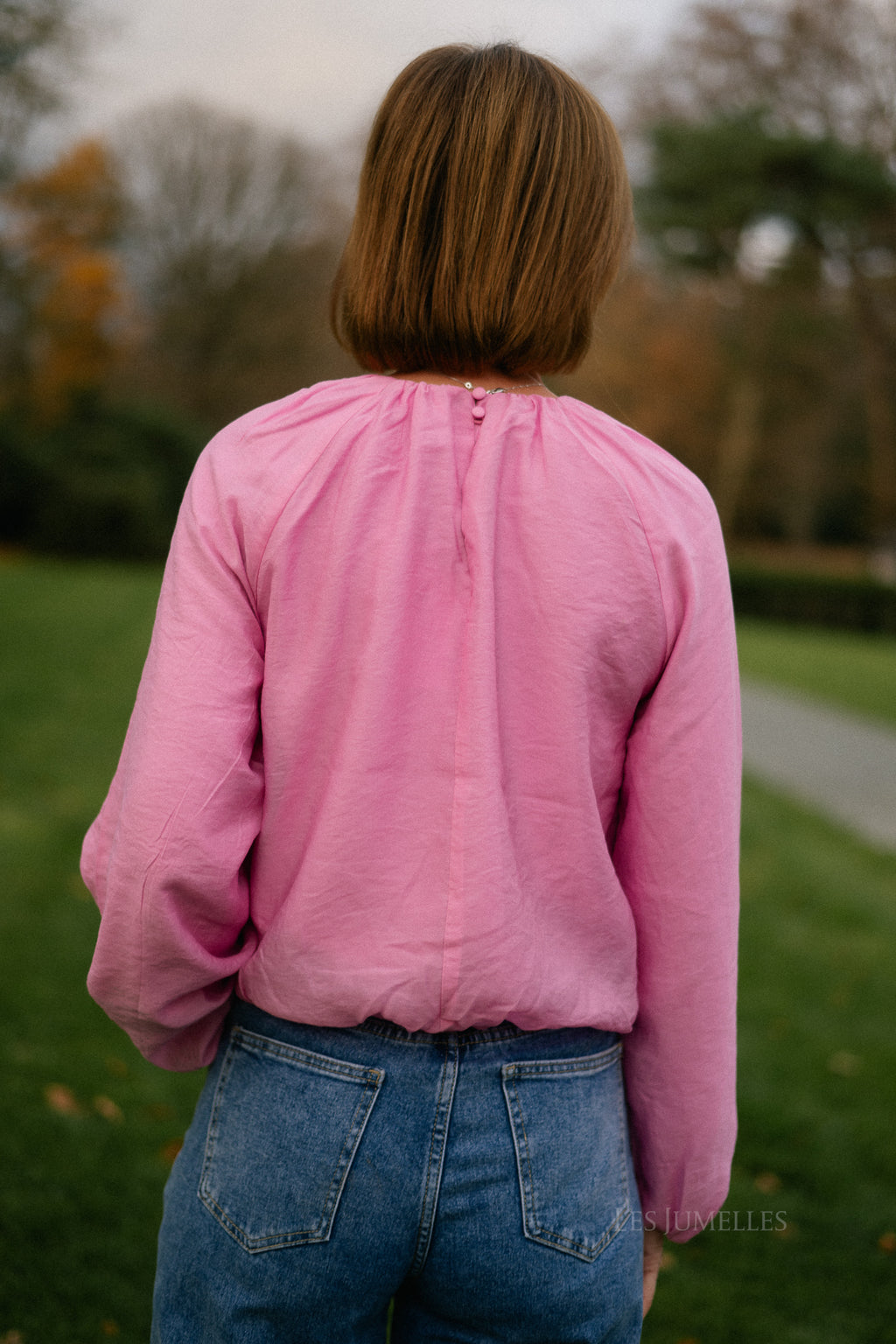 YASVallo Langarm-Blusenshirt mit Ballonärmeln in Moonlite Mauve