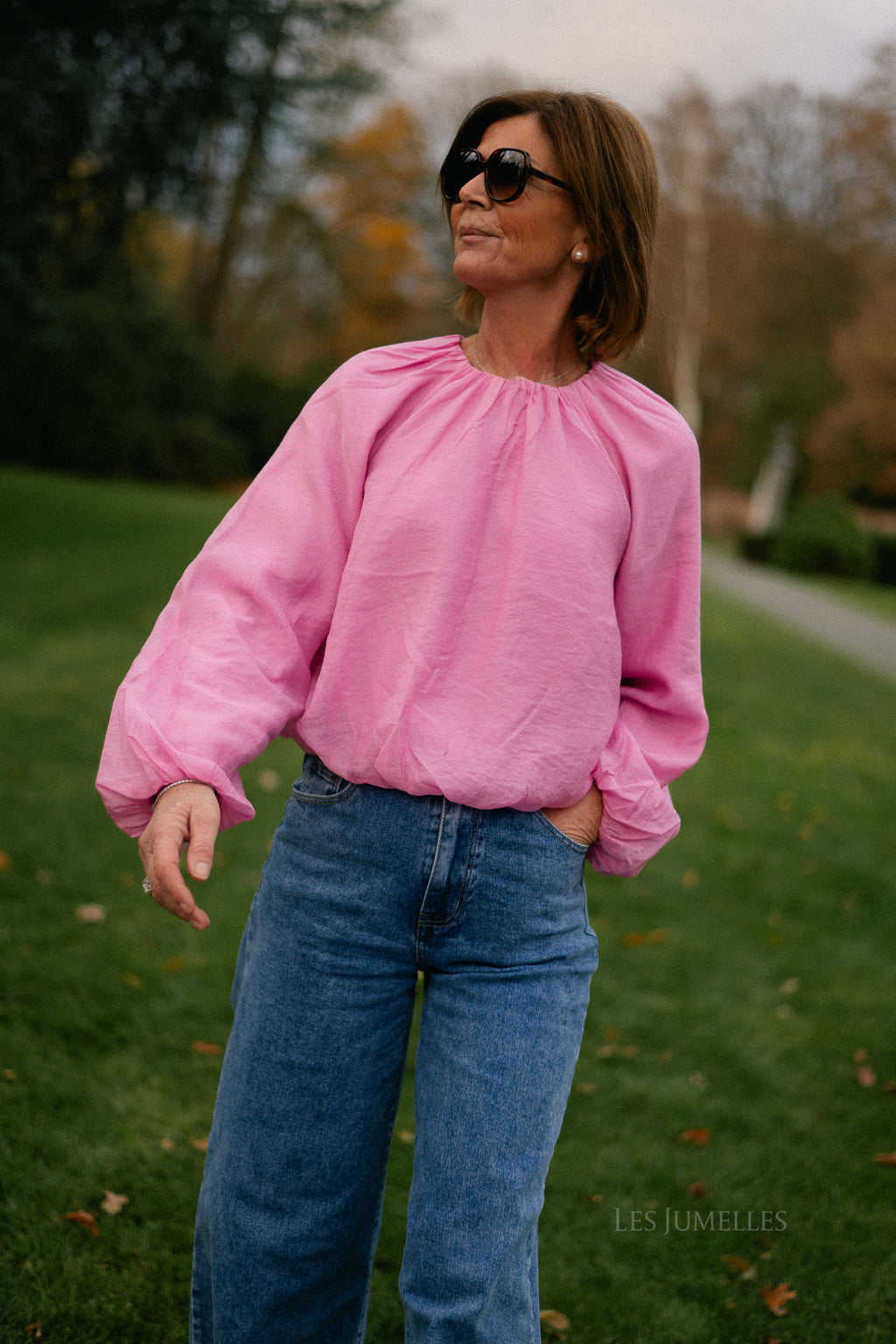 YASVallo Langarm-Blusenshirt mit Ballonärmeln in Moonlite Mauve