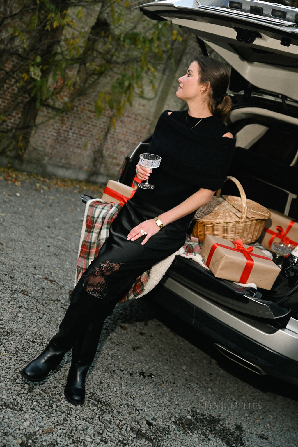 Visabel HW midi rok zwart met kanten details