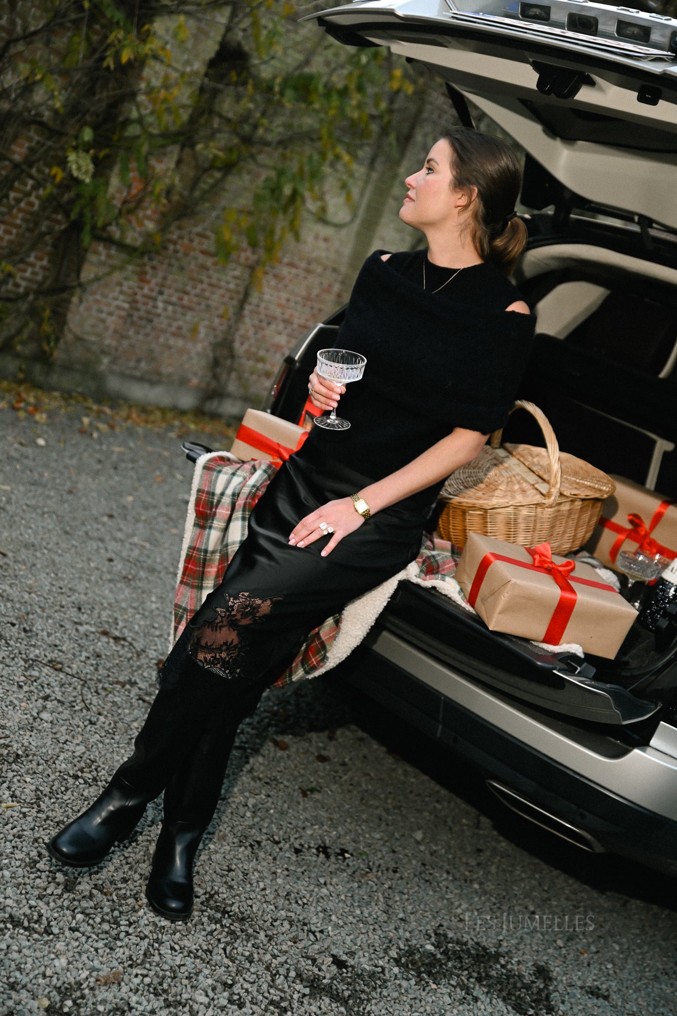 Visabel HW midi rok zwart met kanten details