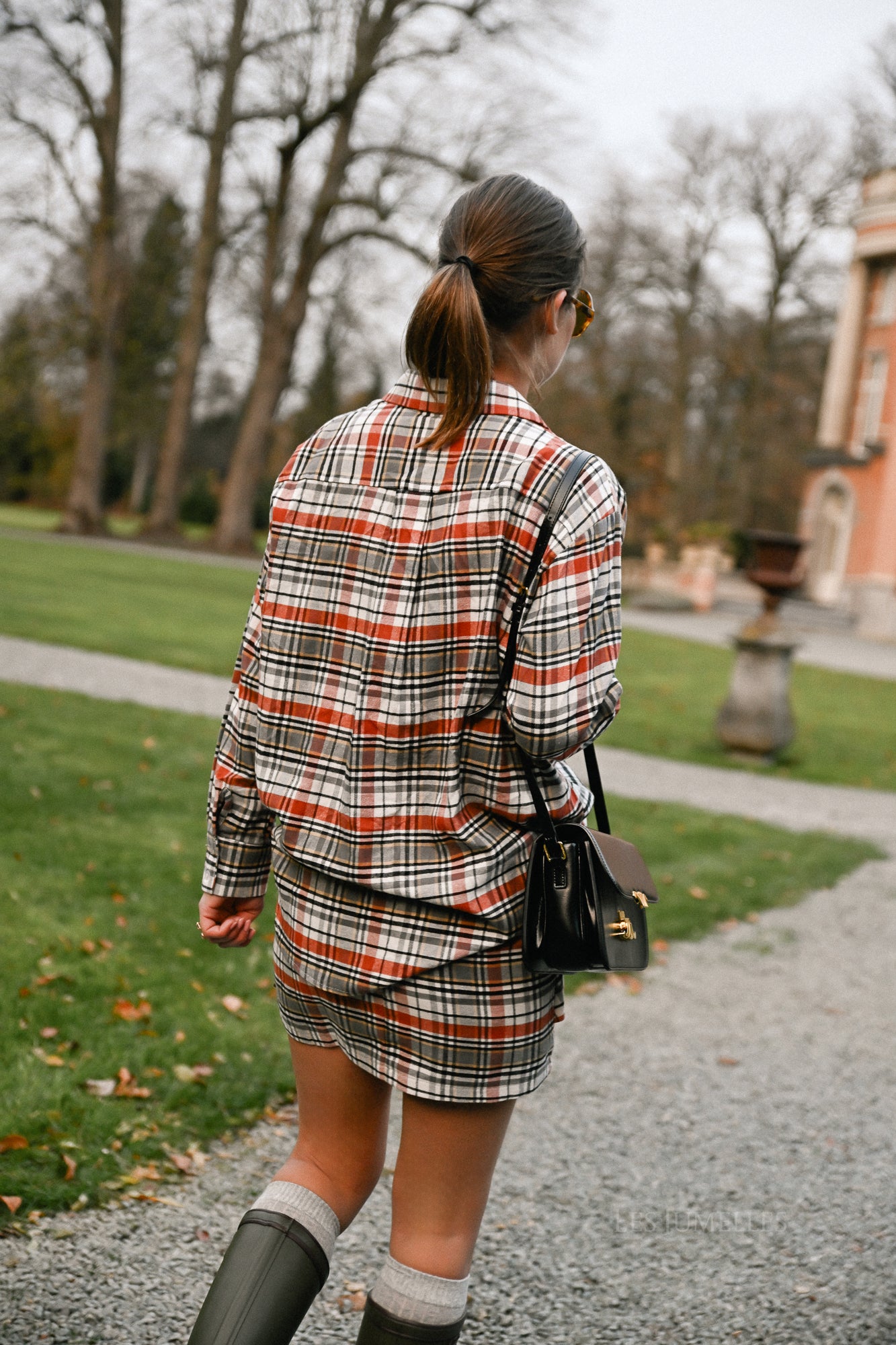 Laurence geruite wikkelrok in burnt brick/grijs