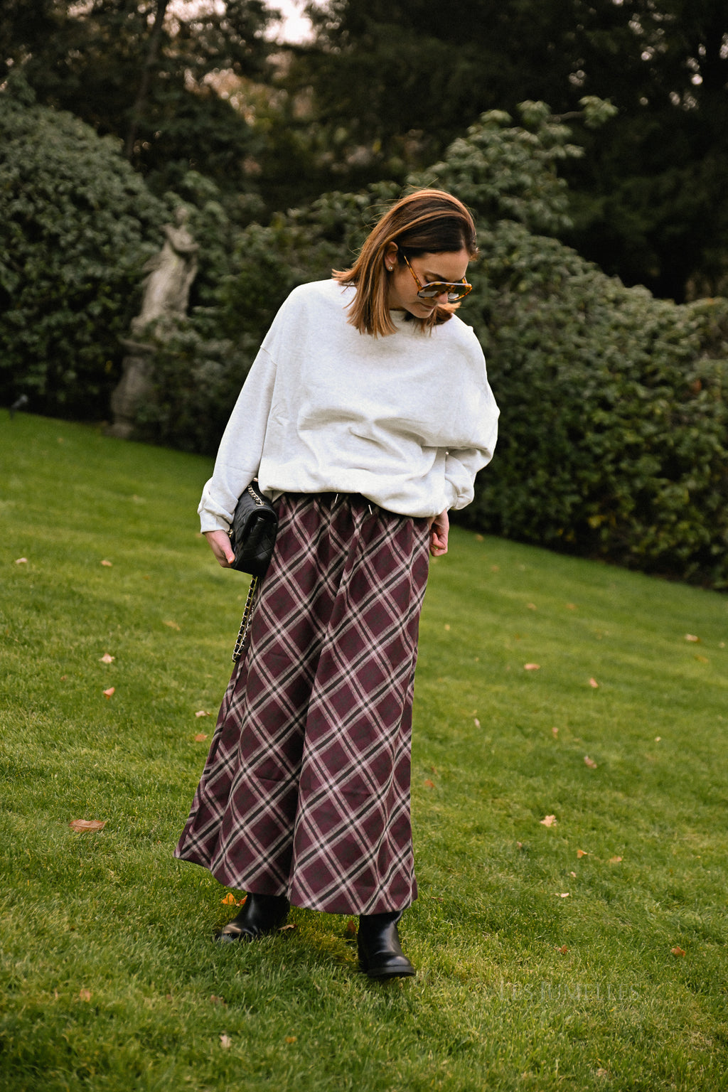 Claire geruite rok bordeaux