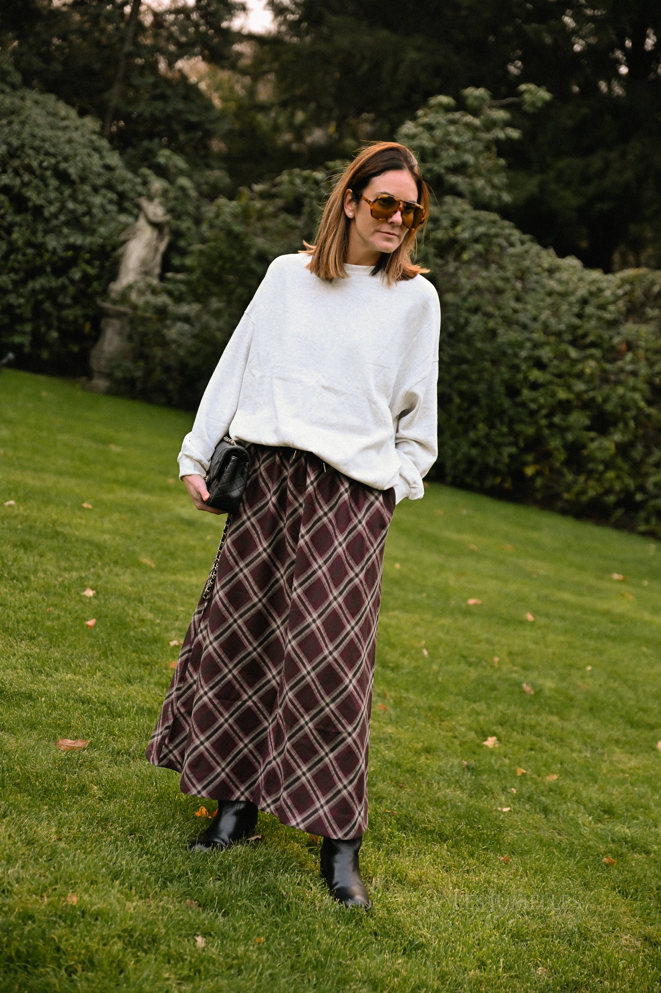 Claire geruite rok bordeaux