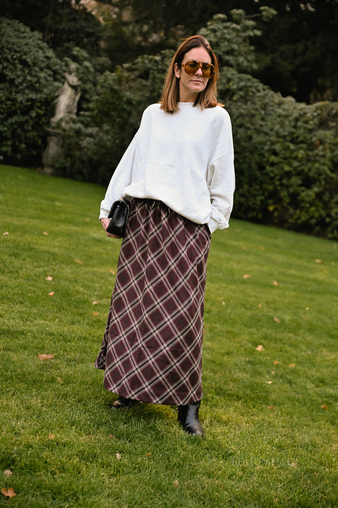 Claire geruite rok bordeaux