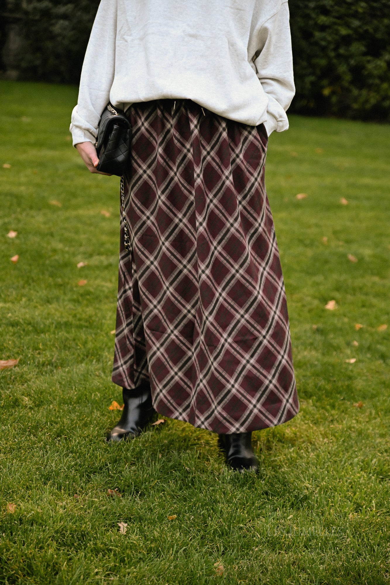 Claire geruite rok bordeaux