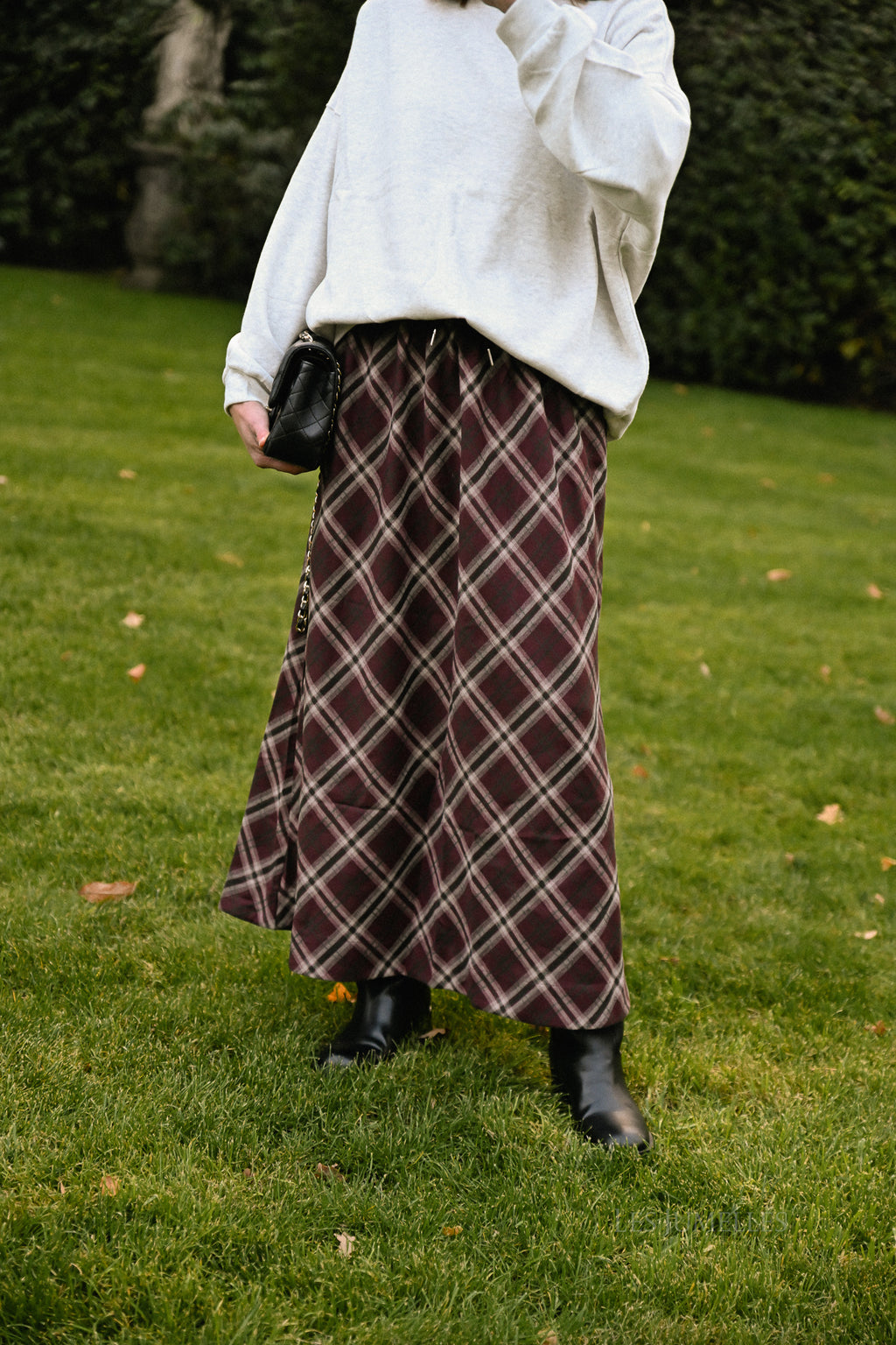 Claire geruite rok bordeaux