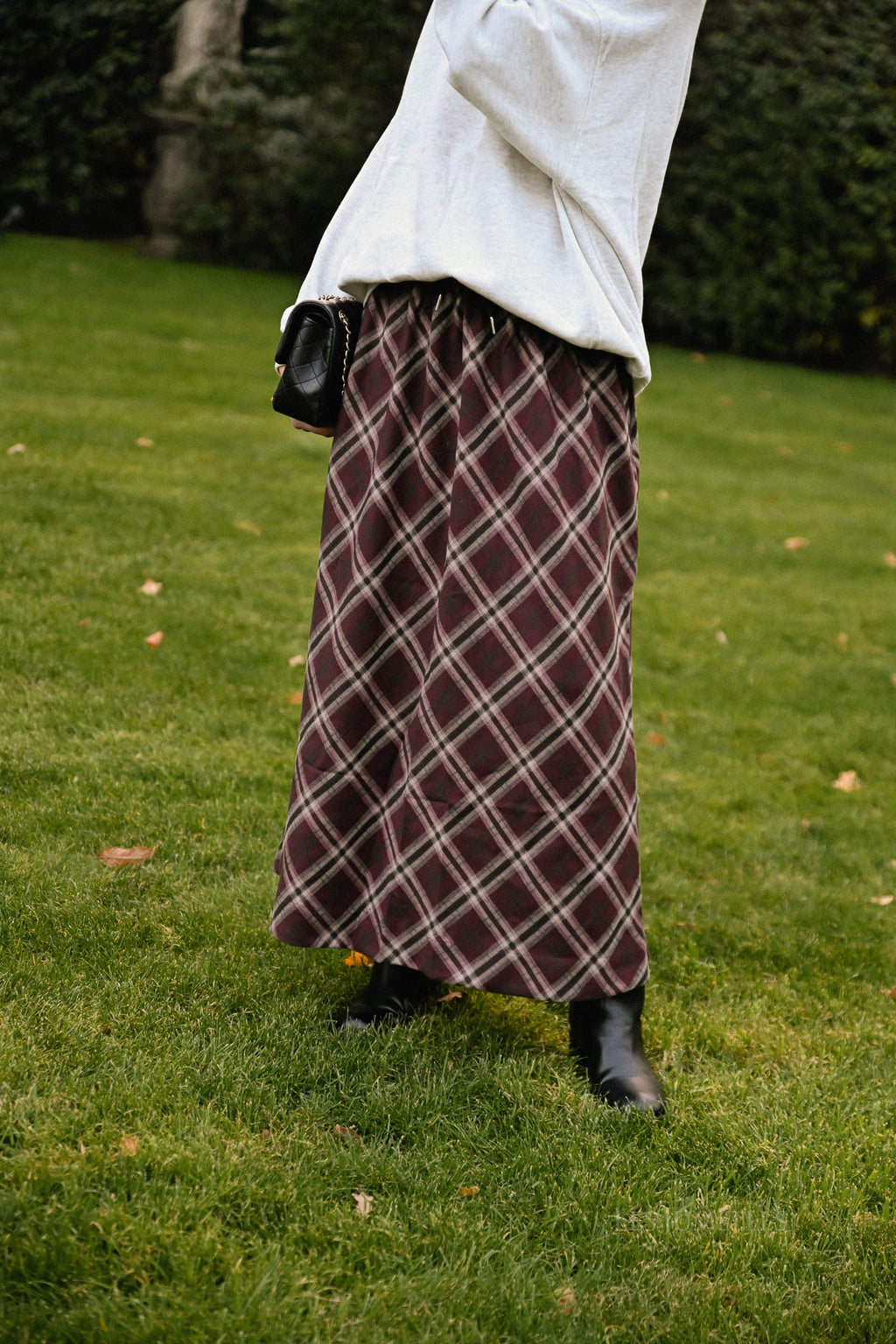 Claire geruite rok bordeaux