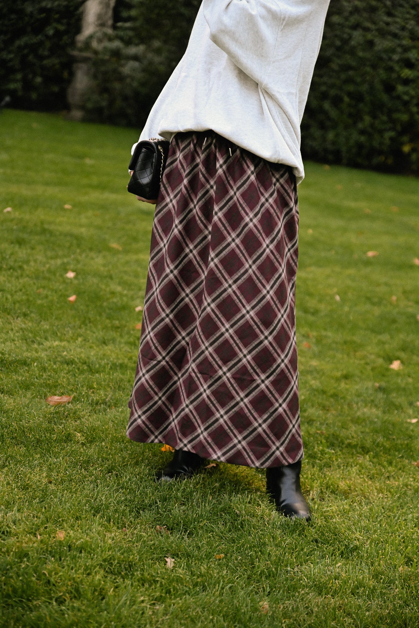 Claire geruite rok bordeaux