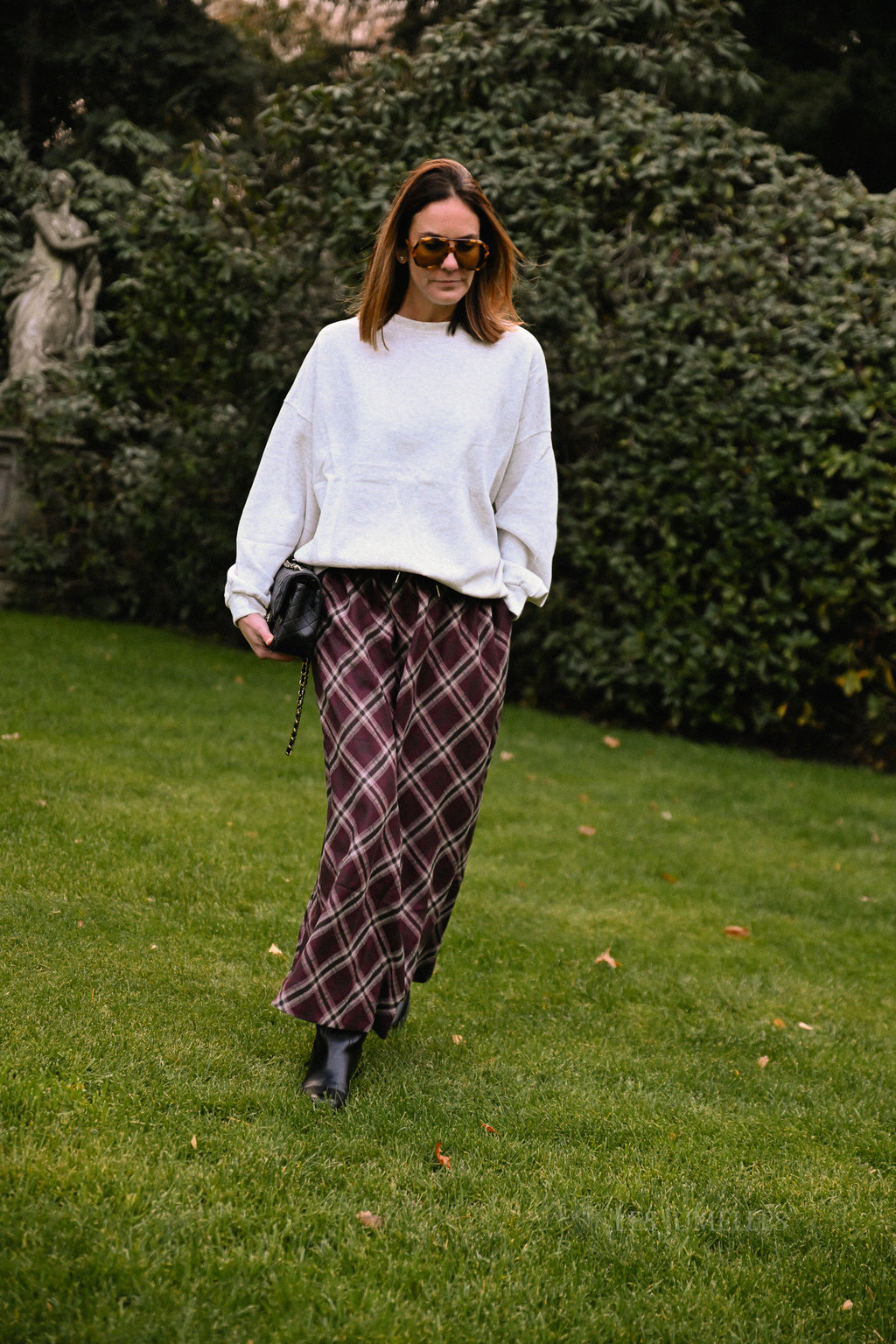 Claire geruite rok bordeaux