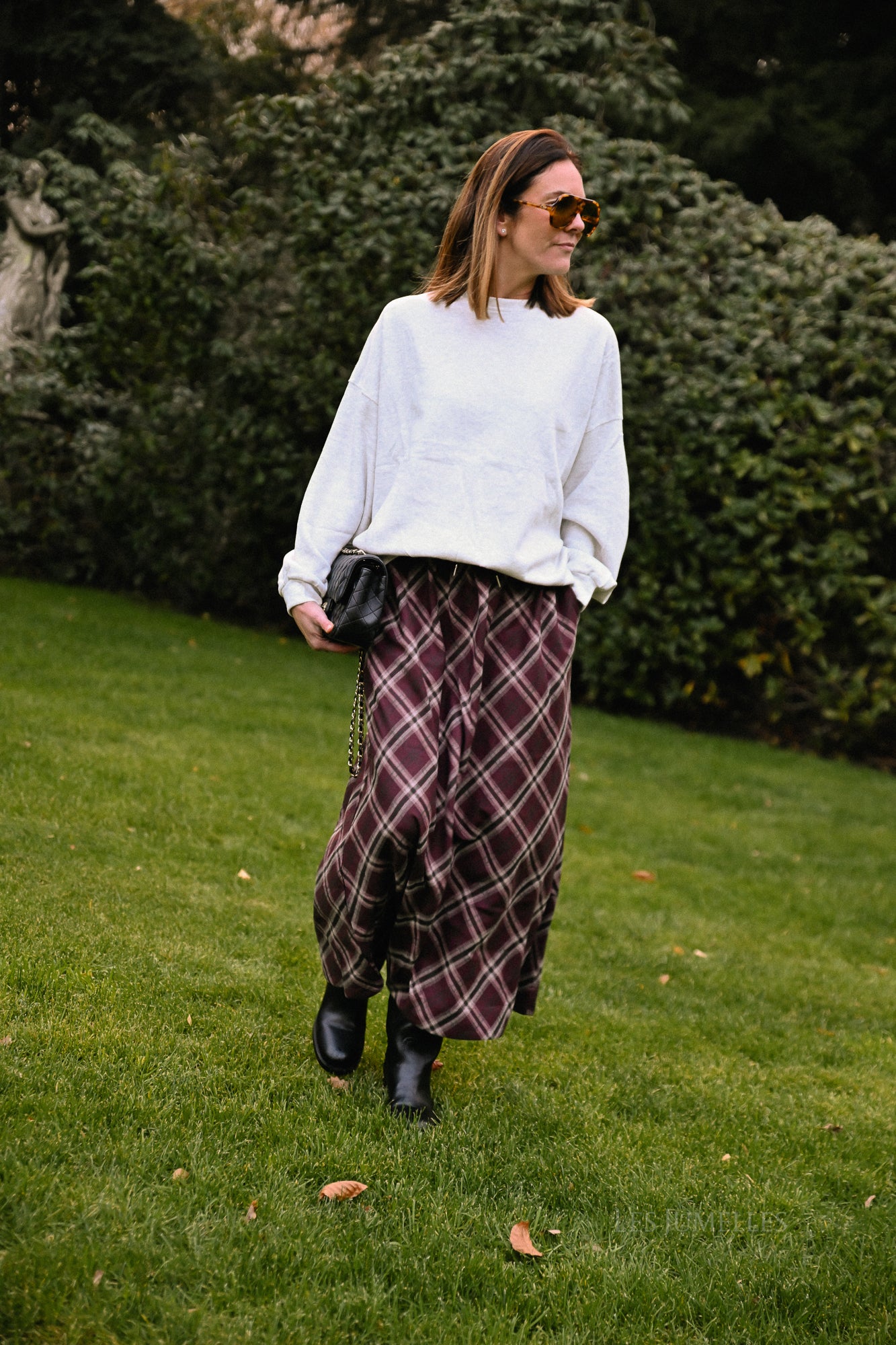 Claire geruite rok bordeaux