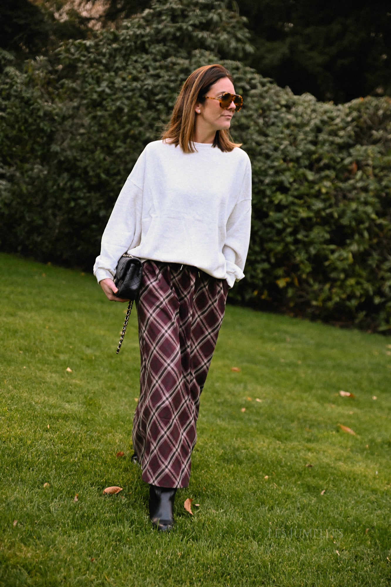 Claire geruite rok bordeaux