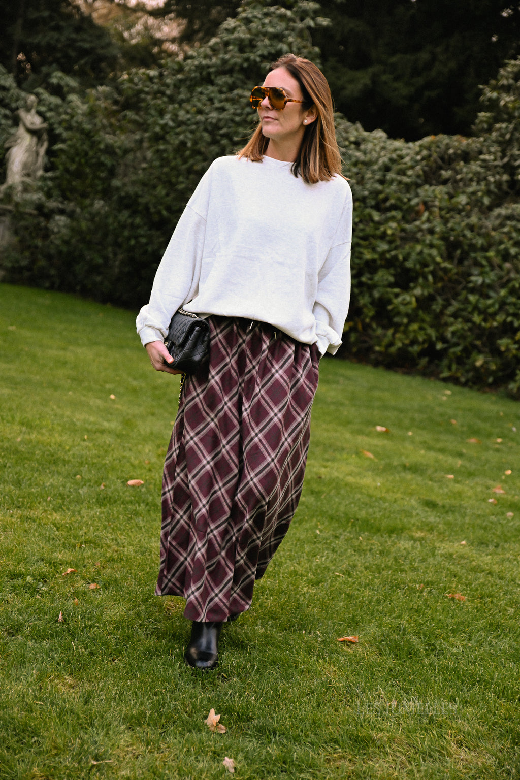 Claire geruite rok bordeaux