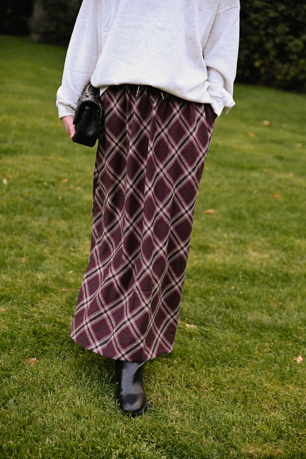 Claire geruite rok bordeaux