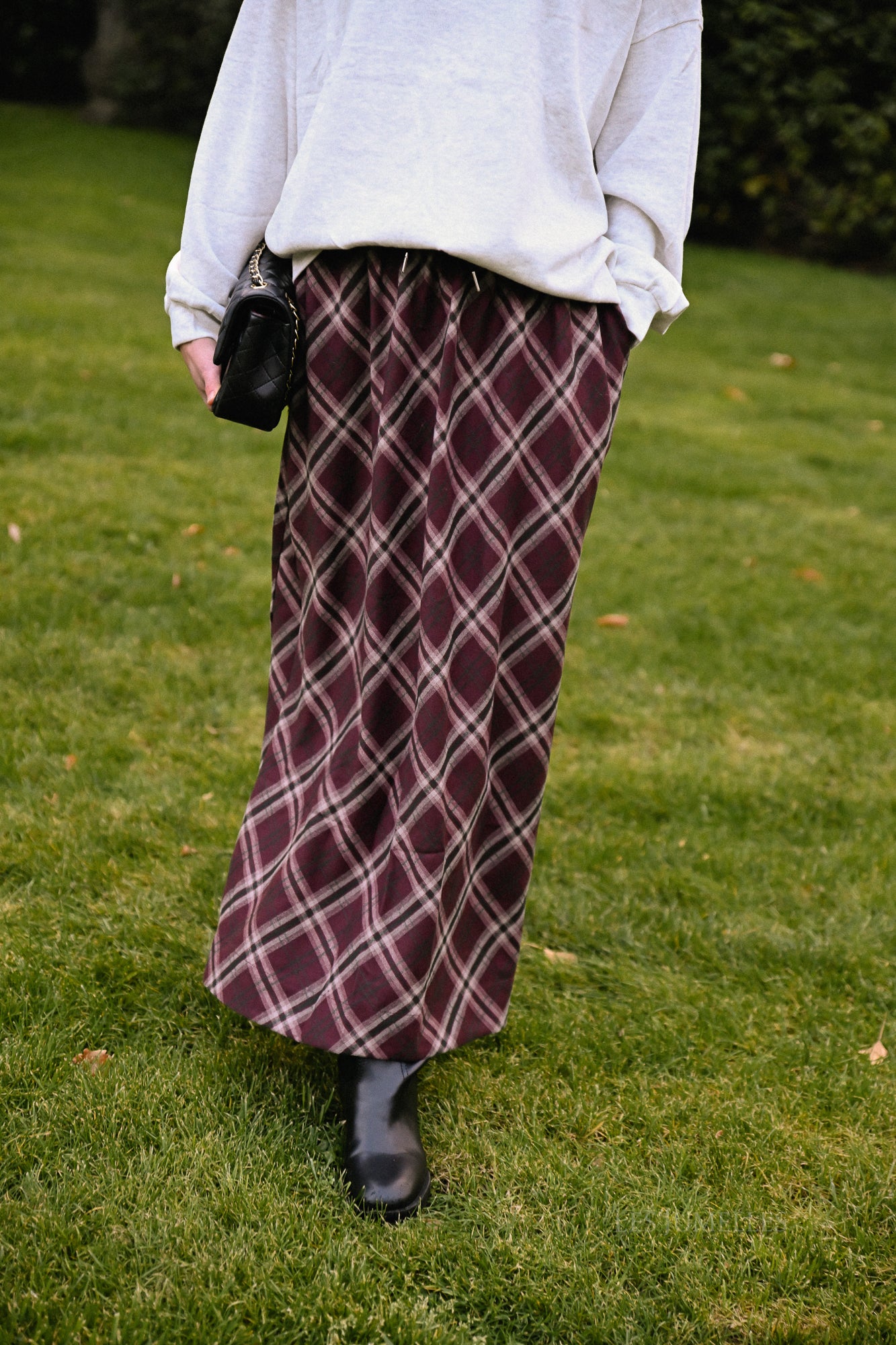 Claire geruite rok bordeaux