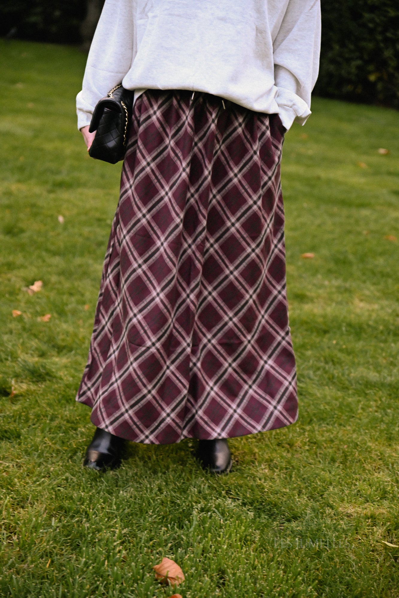 Claire geruite rok bordeaux