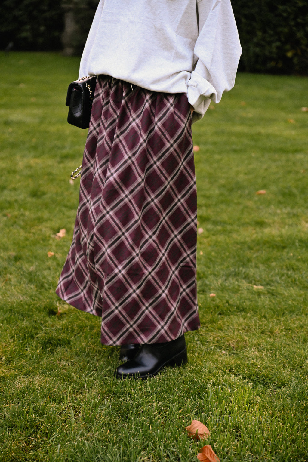 Claire geruite rok bordeaux