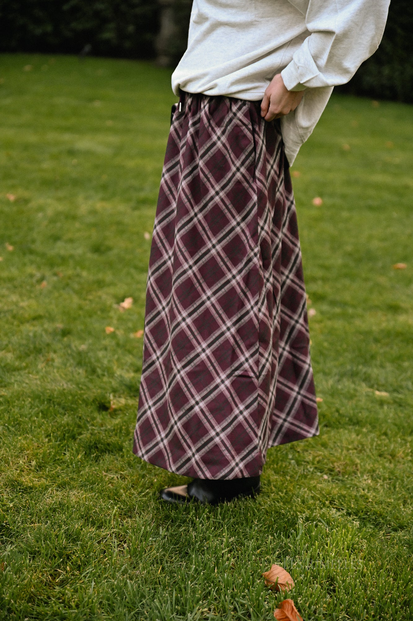 Claire geruite rok bordeaux