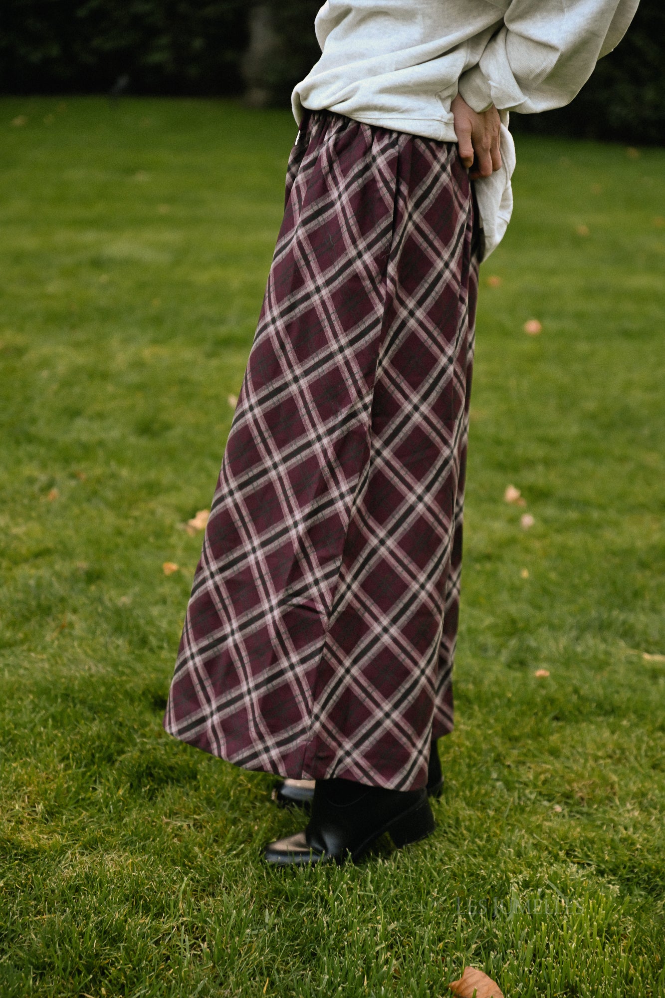 Claire geruite rok bordeaux