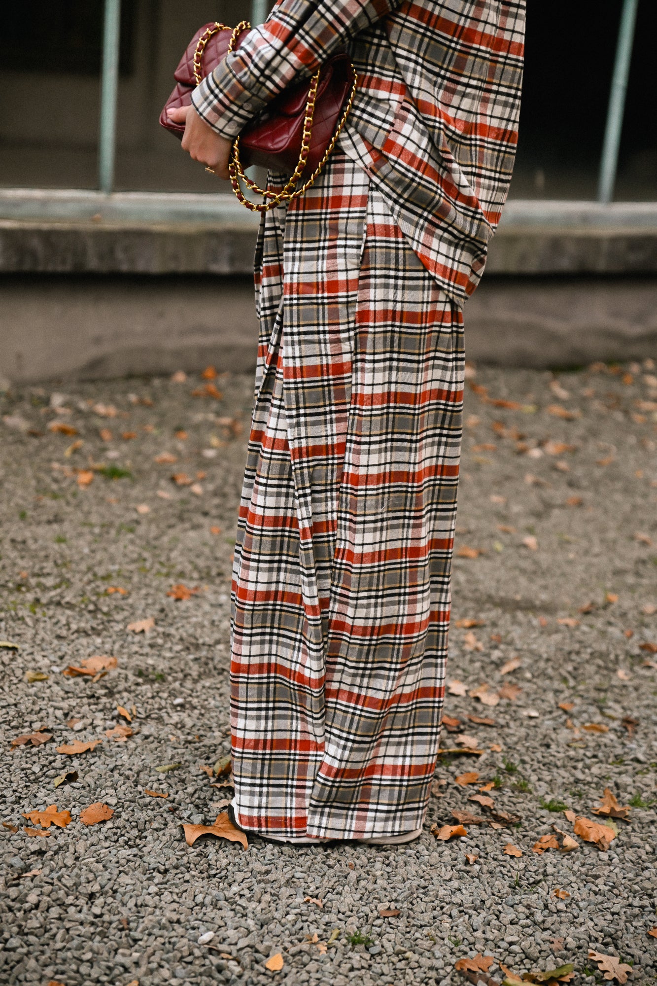 Laurence geruite broek burnt brick/grijs