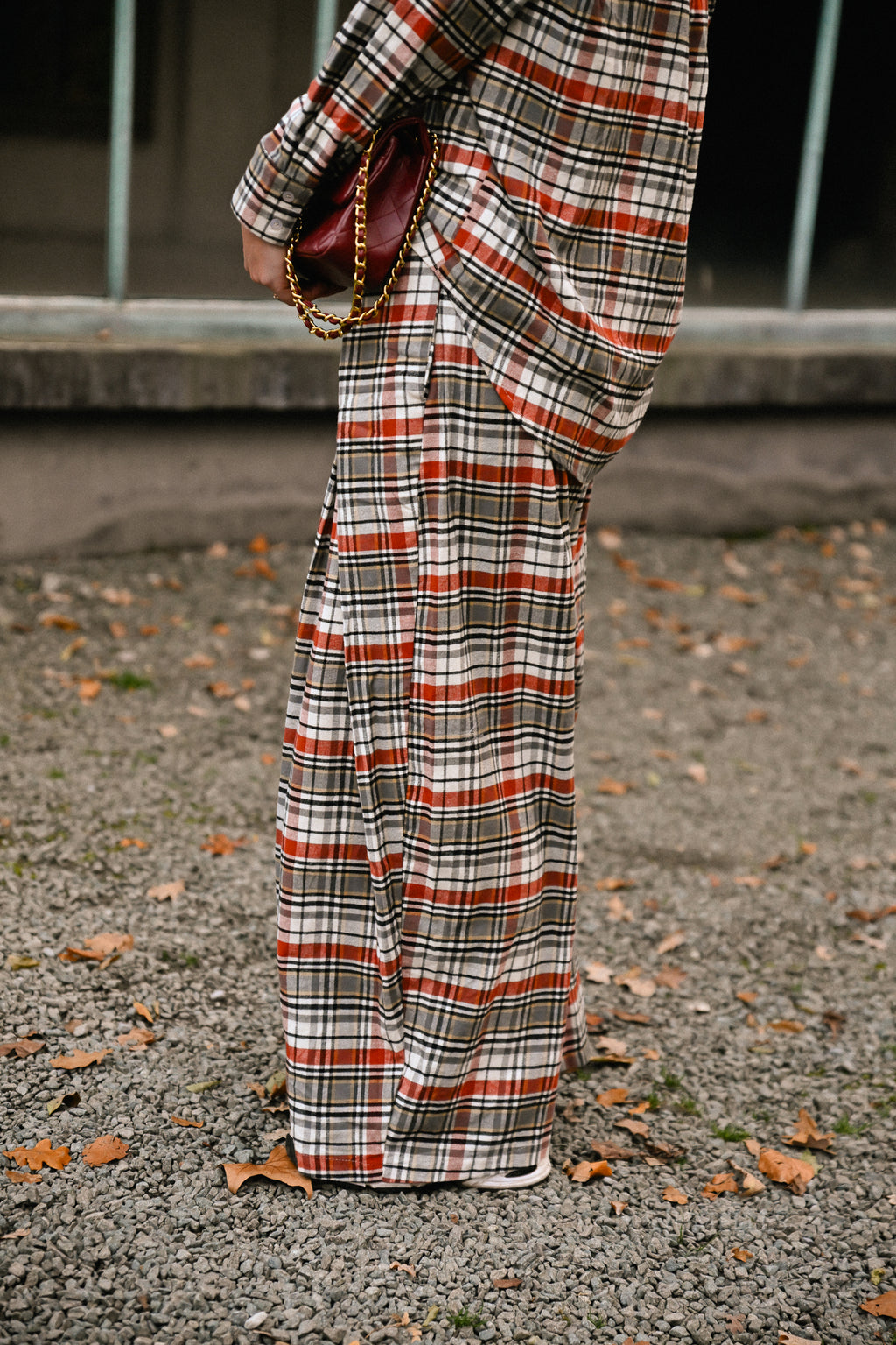 Laurence geruite broek burnt brick/grijs