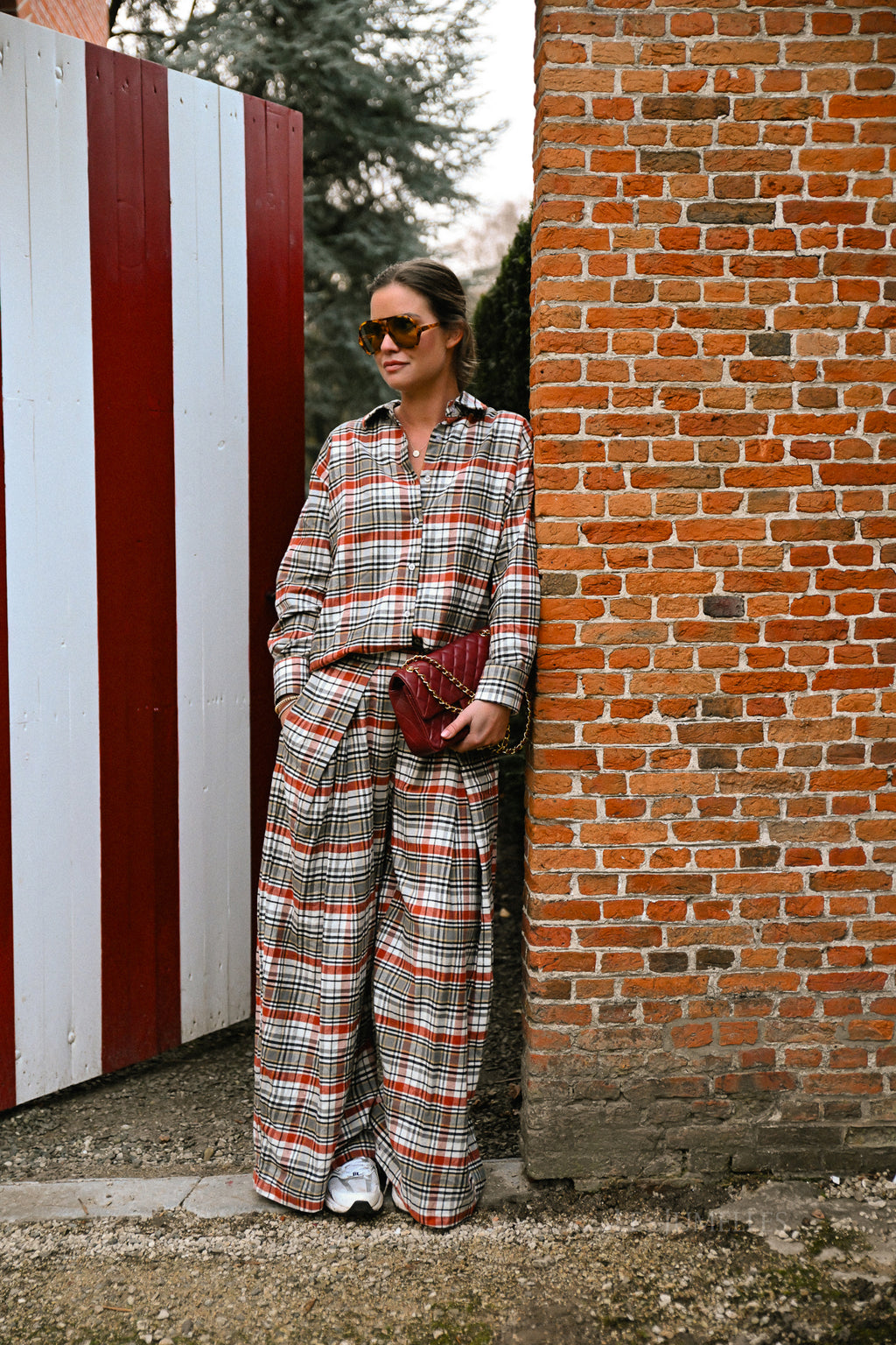 Laurence checkered shirt burnt brick/grey