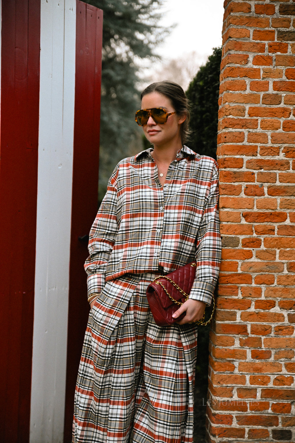 Laurence checkered shirt burnt brick/grey