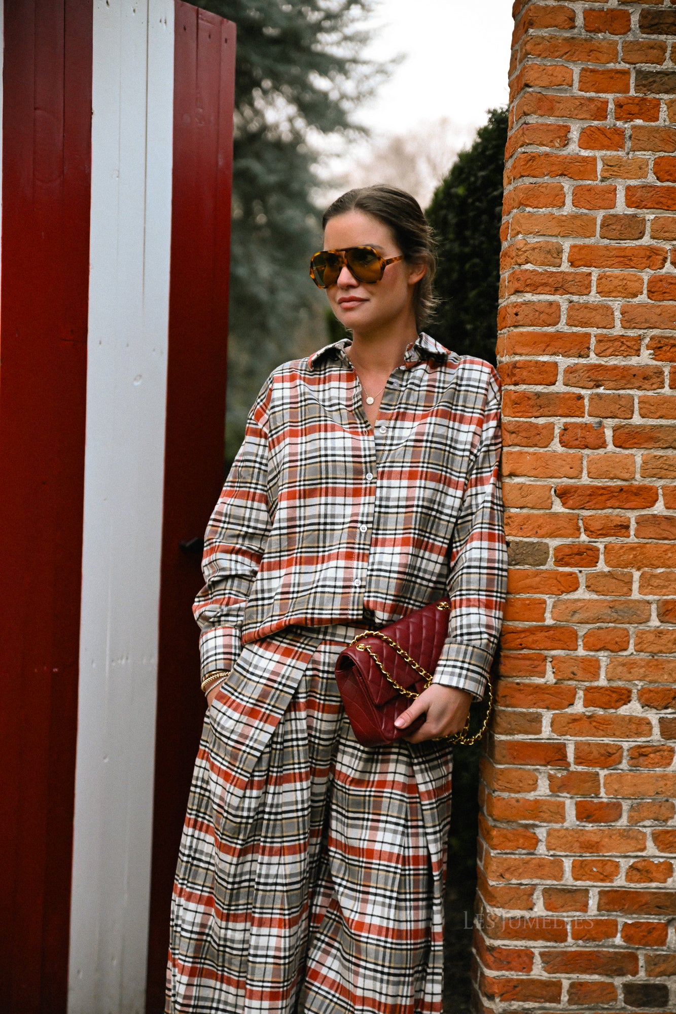 Laurence checkered shirt burnt brick/grey