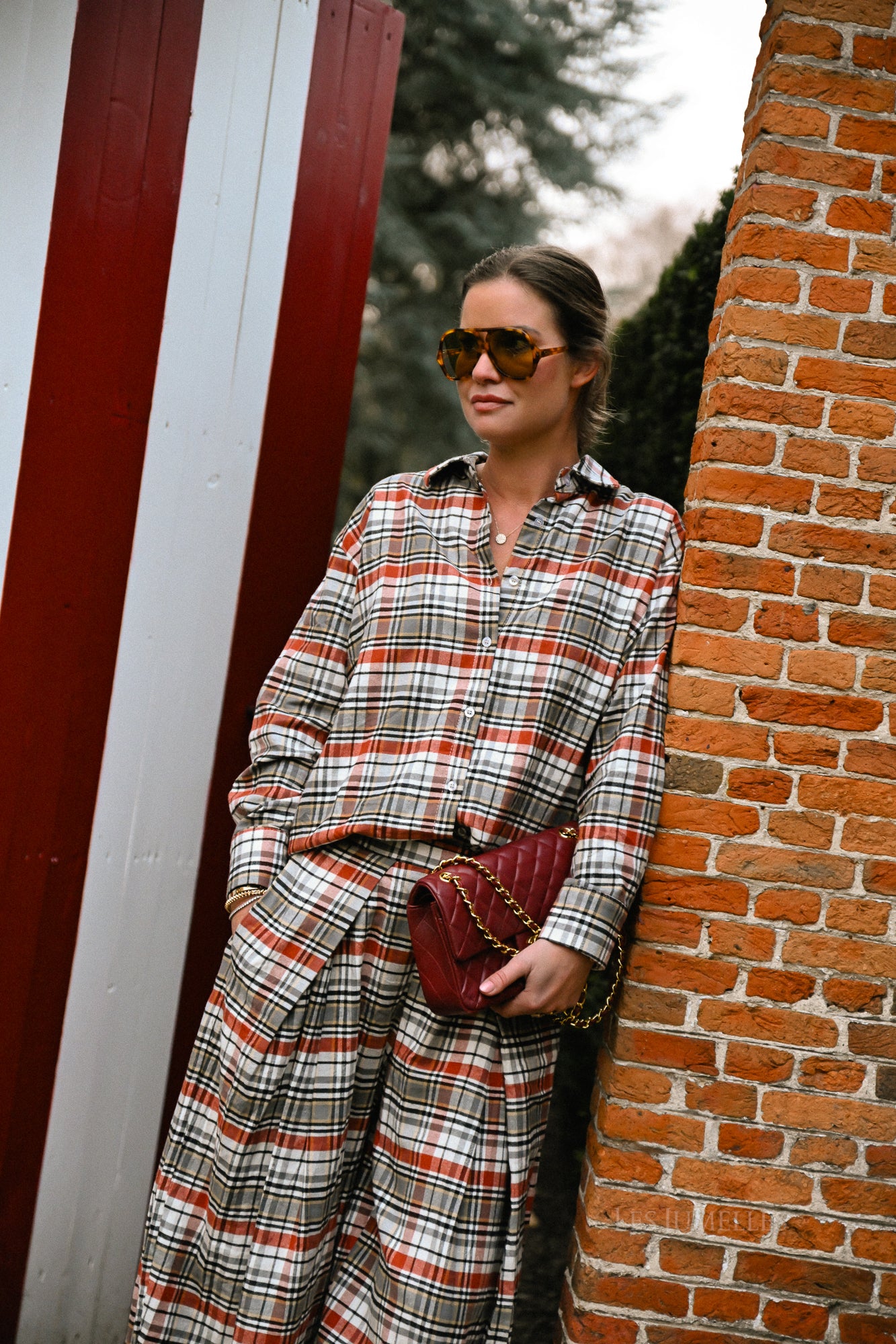 Laurence checkered shirt burnt brick/grey