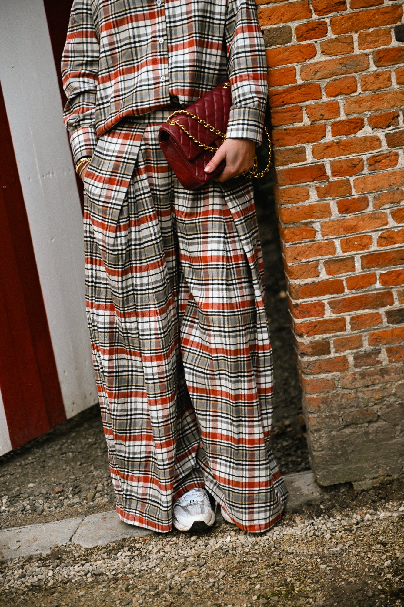 Laurence geruite broek burnt brick/grijs