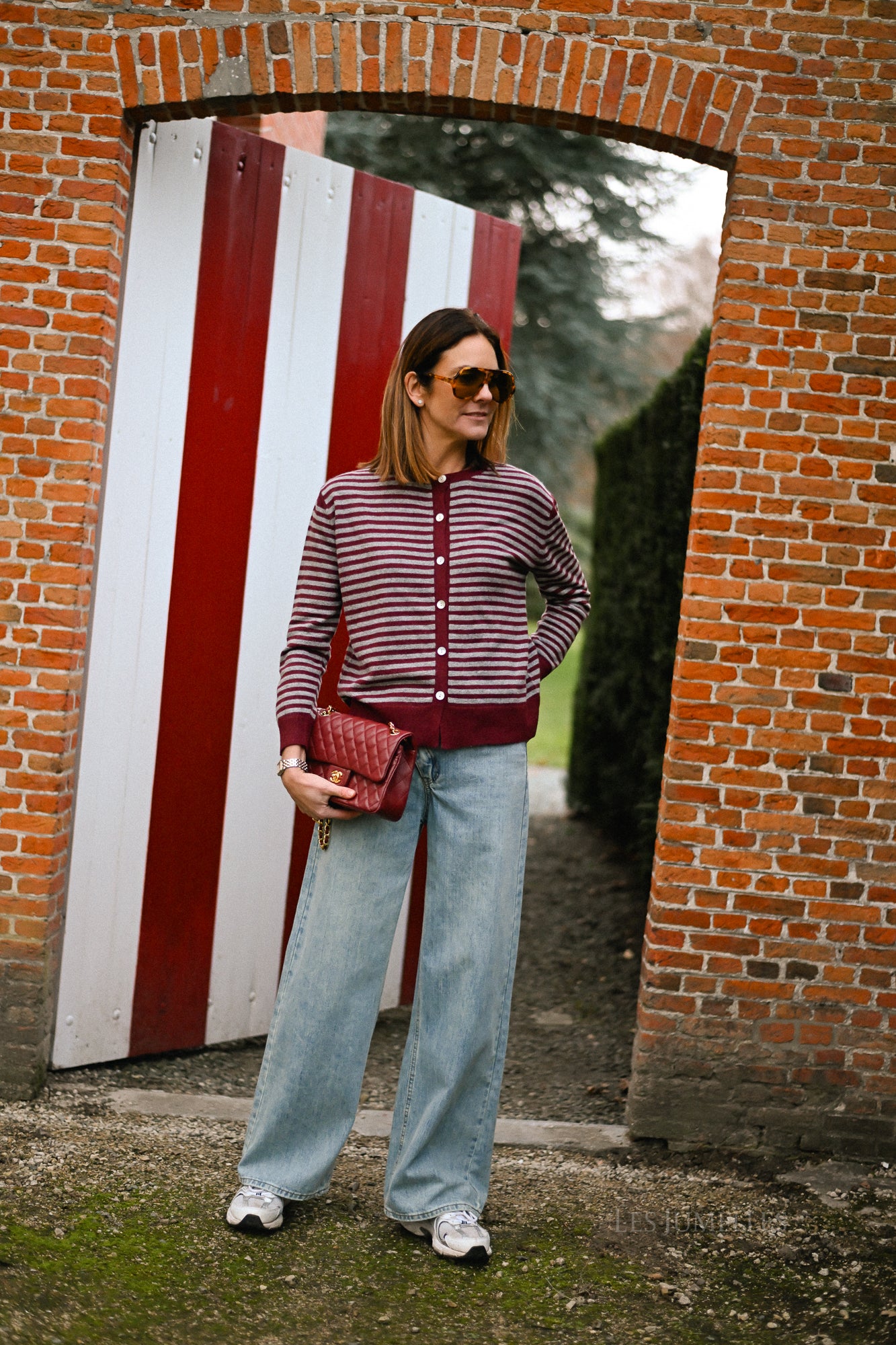 Lisa striped cardigan burgundy/grey