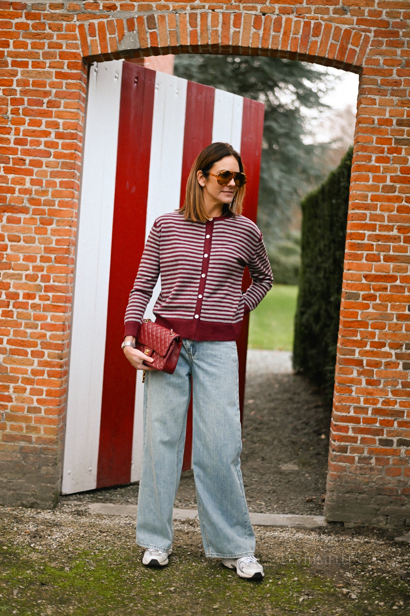 Lisa striped cardigan burgundy/grey